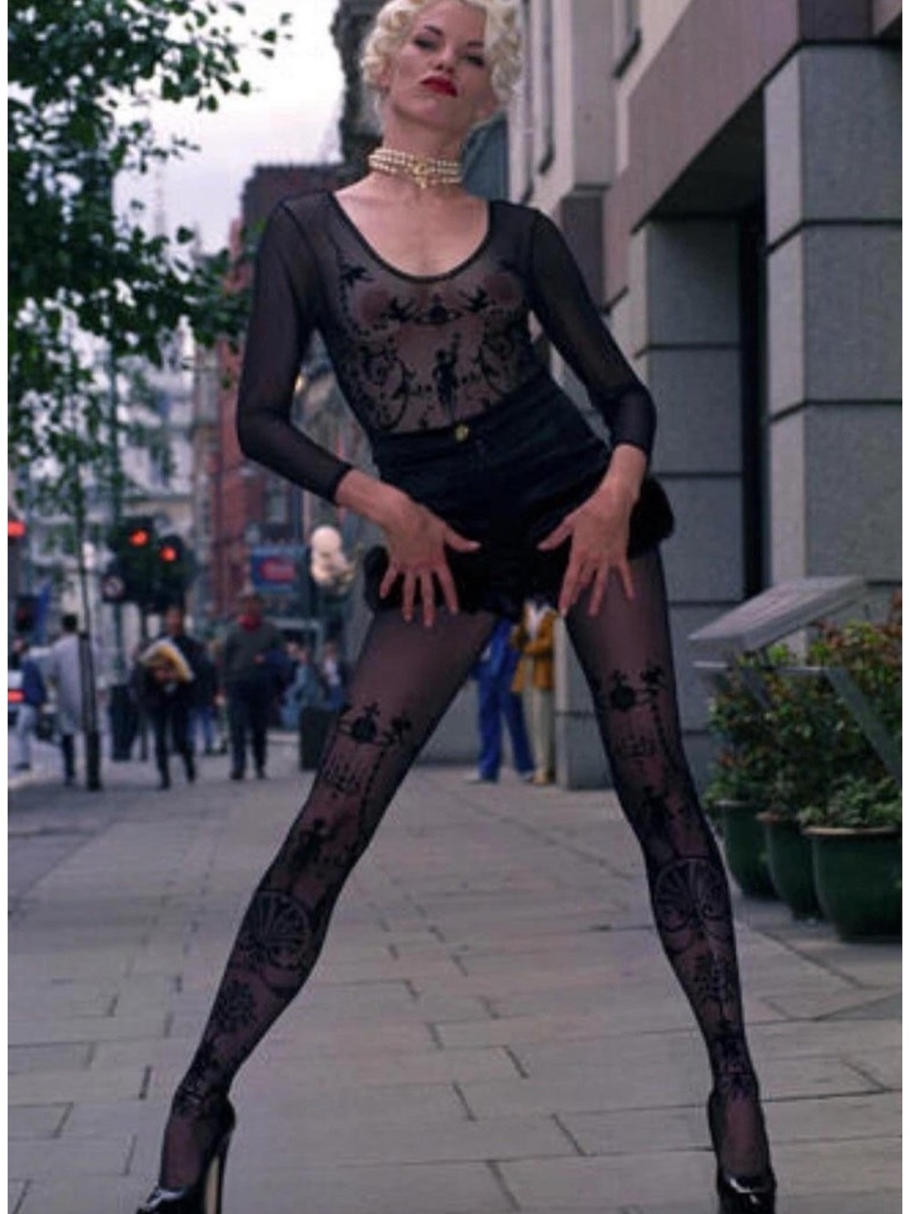 Vivienne Westwood x Sock Shop Size M 1992 Boulle Sheer Mesh Black Bodysuit